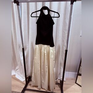 Chic Black and Cream Halter Dress Set